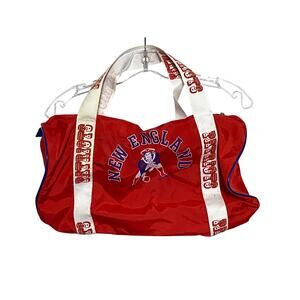Vintage New England Patriots Red White Gym Duffel Bag 80s Travel